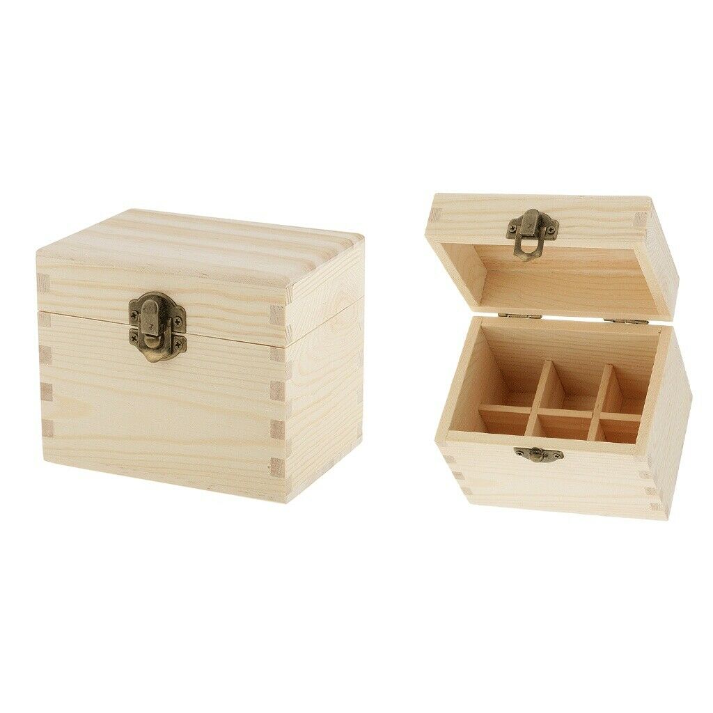 2 Pcs Essential Oil Wooden Storage Box Display Case Organizer Hold 6 Bottles