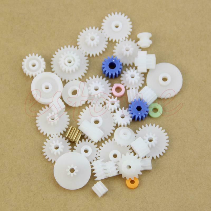 New 60pcs Type Plastic Shaft Single Double Reduction Crown Worm Gears DIY Robot