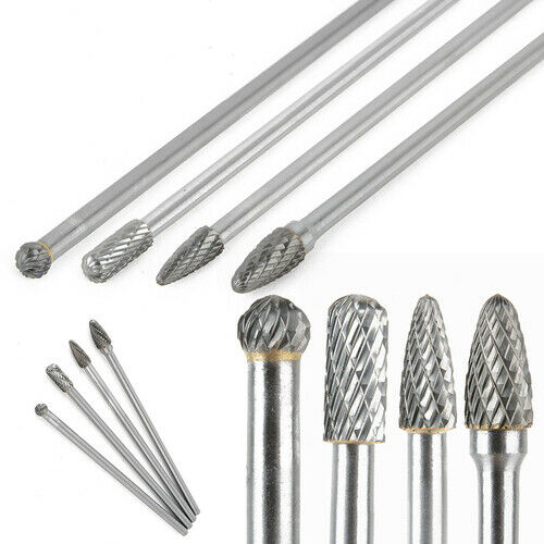 4Pcs/set Carbide Rotary File Tungsten Steel Grinding Head Rotary File 1/4" Shank