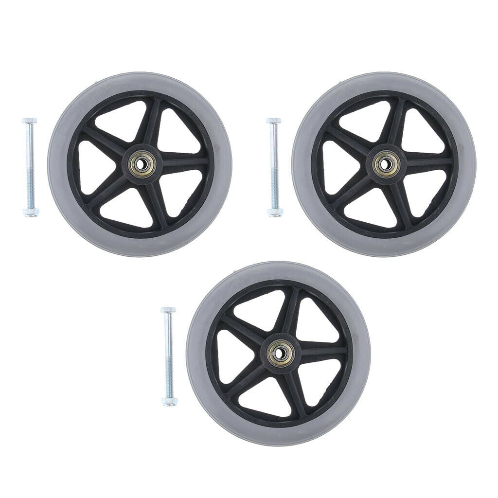3Pc ABS Wheelchair Replacement Front Wheel 5/16" Castor Wheelchairs Supplies