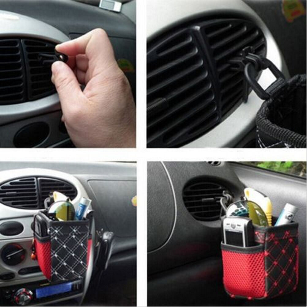 Red Travel Auto Car Air Storage Box Mobile Phone Pocket Bag Organizer Ho.l8