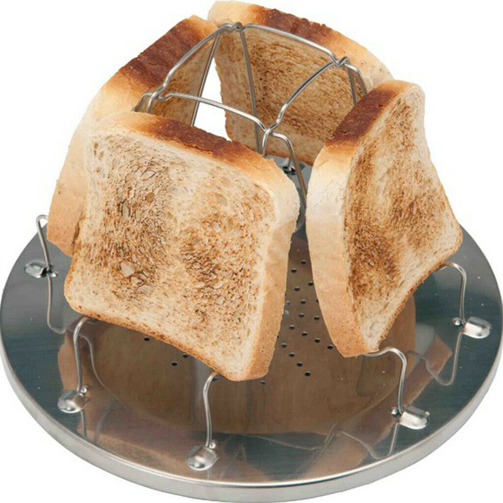 Camping Toaster Rack 4 Slice Toast Tray for Camp Gas Stoves Cooker Family