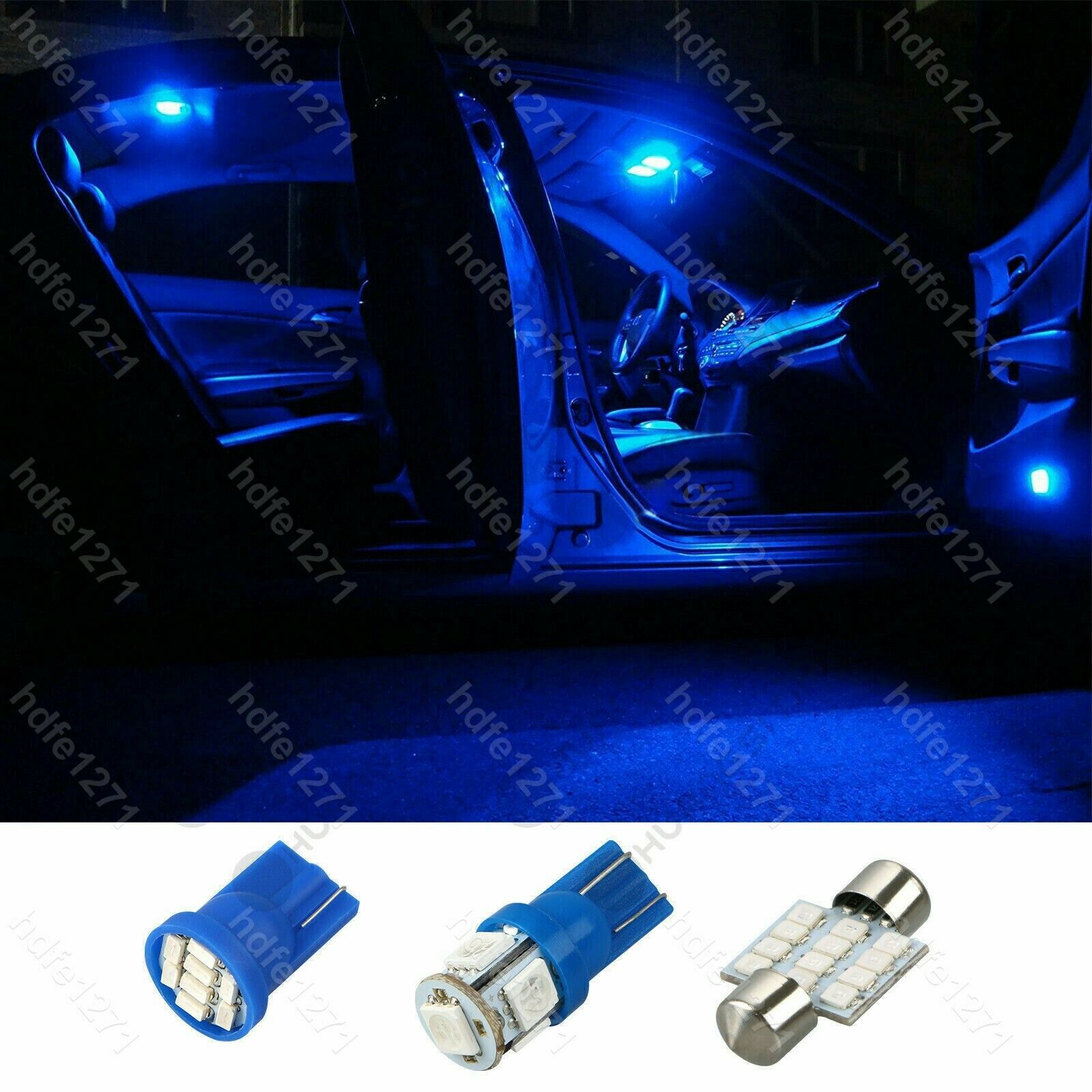 11x Blue LED interior lights package T10 & 31mm map dome + license plate lamp