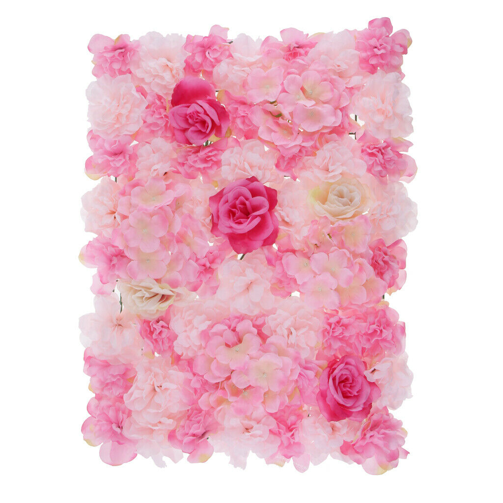 2pcs Silk Flower Wall Panel Hanging Home Wedding Background Venue Decor Pink