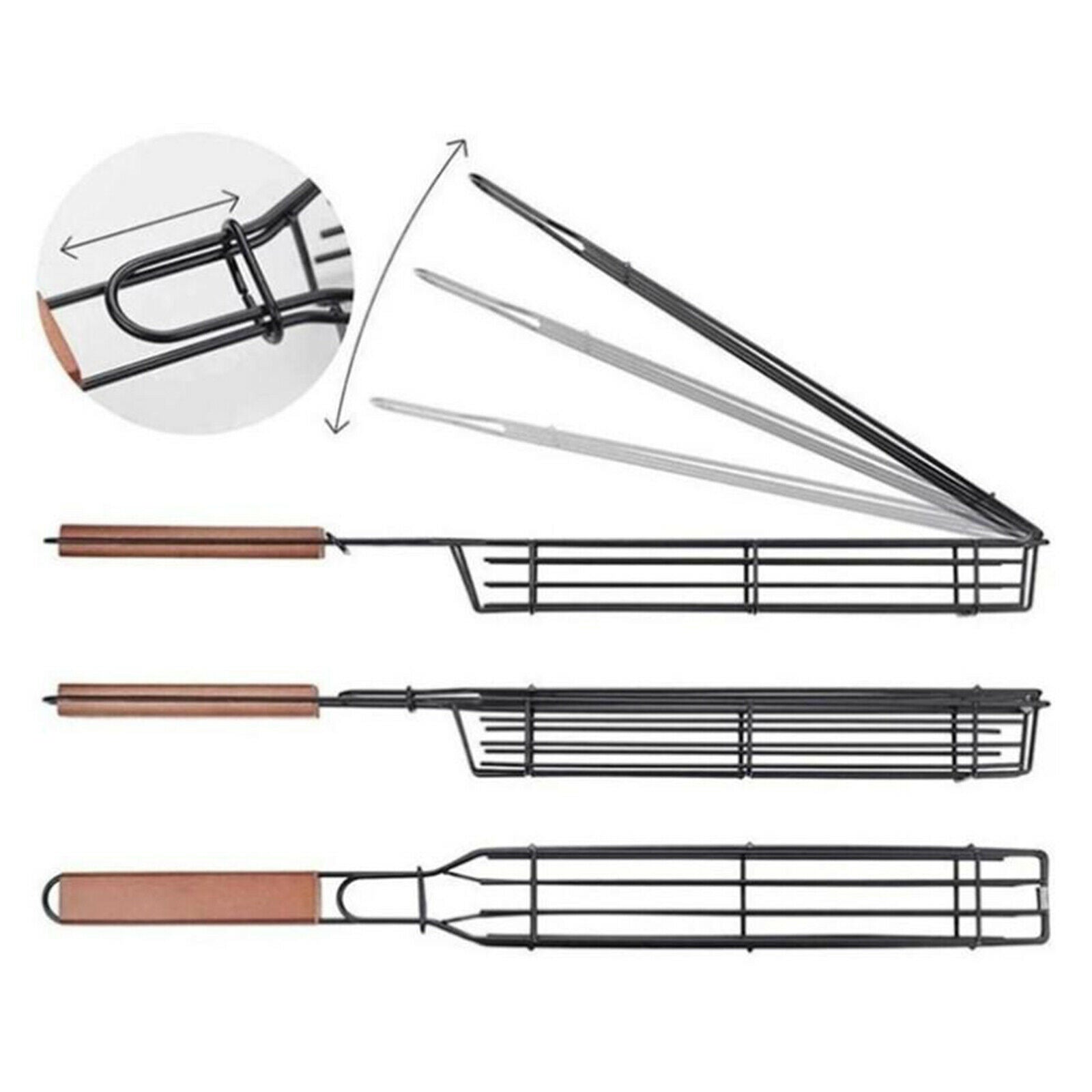 Kabob Grilling Basket Heavy-gauge Steel for Grilling Veggies Fruit Chicken