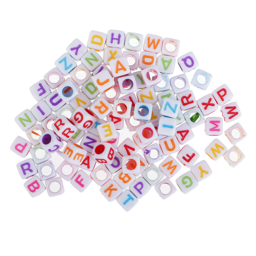 100pcs Cubed Uppercase Alphabet Beads DIY Word Message Children