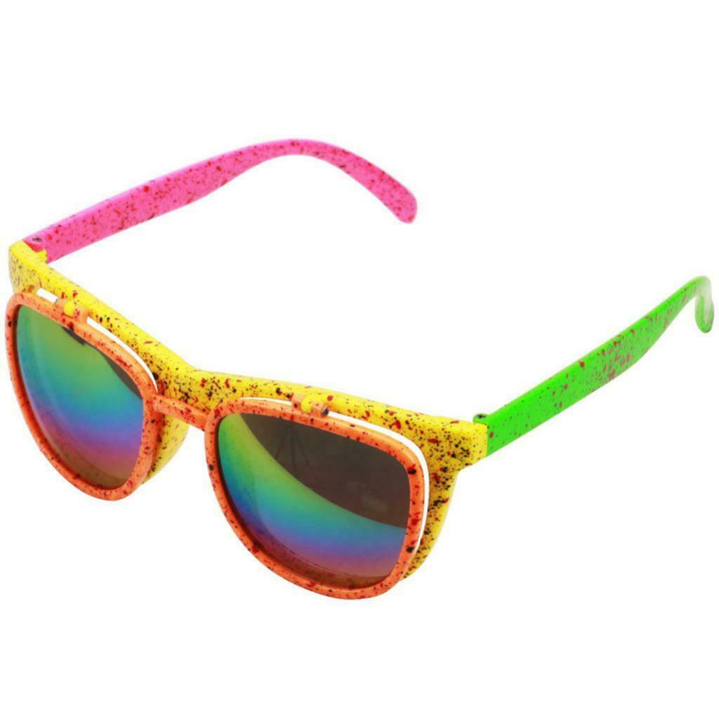 Flip up 80s Neon Sunglasses Halloween Funny Colorful Glasses Party