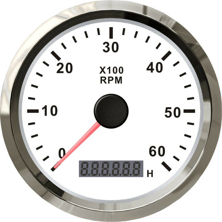 Waterproof Marine Tachometer Car Truck Boat Gauge With Hour meter 0-6000RPM 85mm