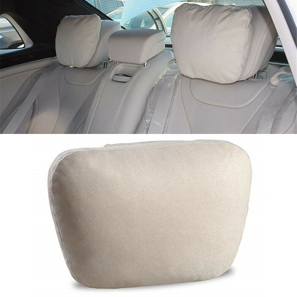 Beige Car Headrest Pillow Neck Pillow Travel Headrest Super Soft Universal