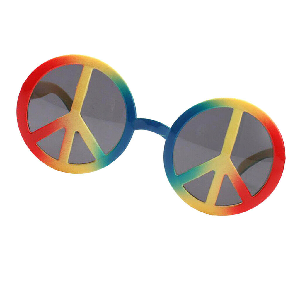 Retro Unisex Rainbow World Peace Sign Sunglasses Kids Adults Holiday Party Fancy