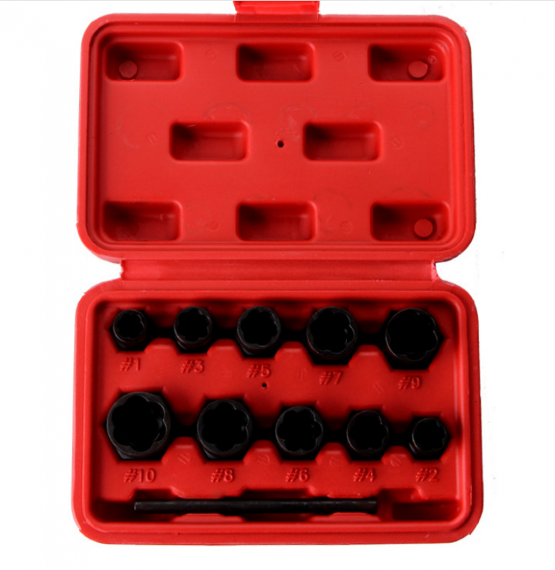 11PC Nut Extractor Metric High Hardness Abrasion Incomplete Nut Repair Household