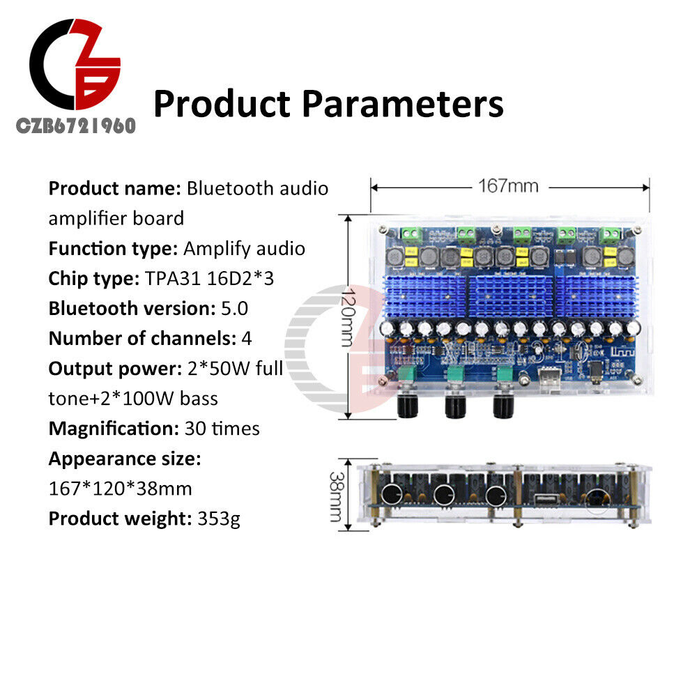 4 Channel 100W*2 50W*2 TPA3116D2 Digital Stereo Audio Power Amplifier Board