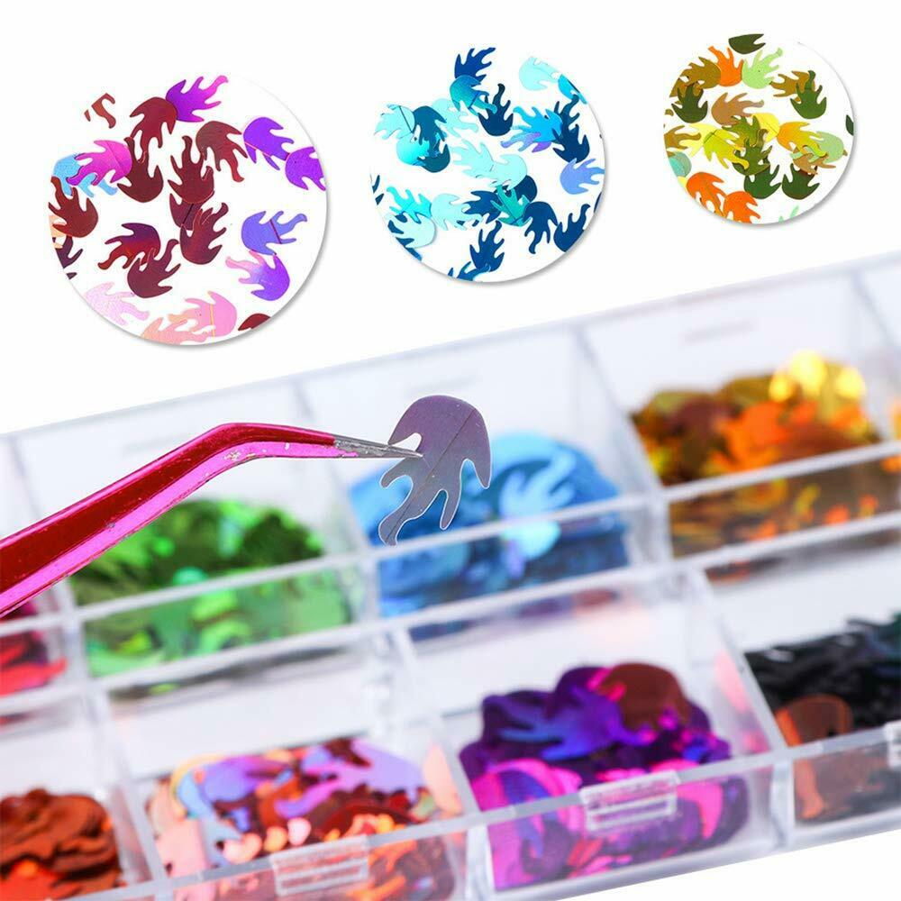 Flame Nail Art Glitters Fire Nail Sequins Flakes Holographic Fire Nail Stickers