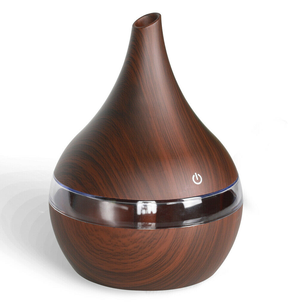 300ml Mist Humidifier Aromatherapy Diffuer with LED Light Top Fill Brown