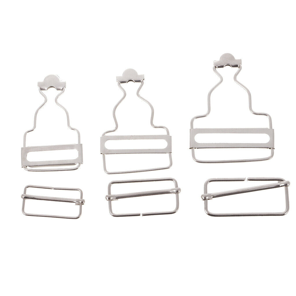 Set of 6 Sliver DIY Replacement Dungaree Fasteners Clips Buckles 38mm