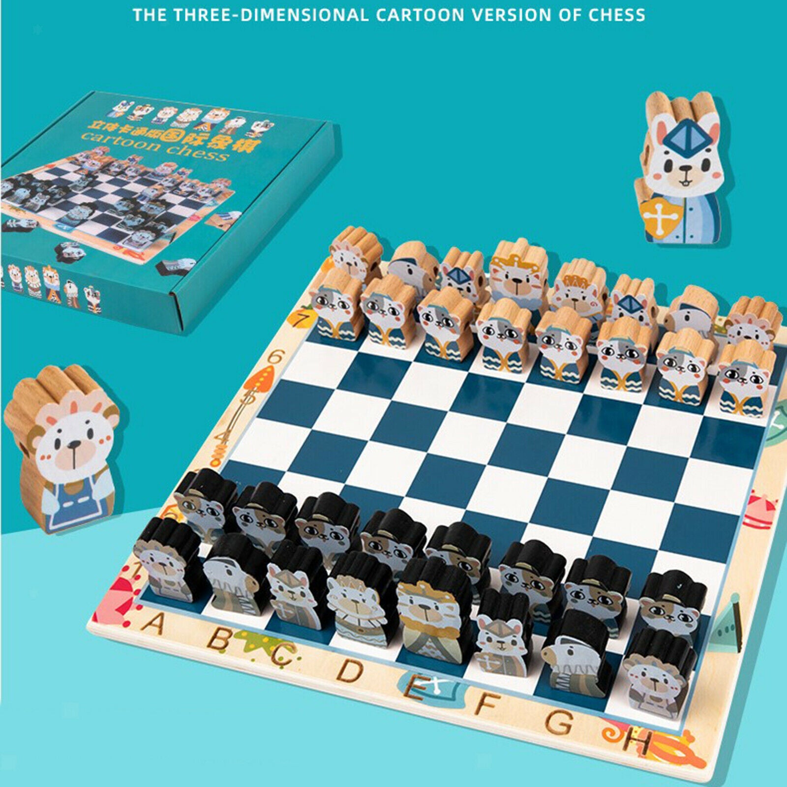 Travel Chess Game Cartoon Chessman Set Table Top Board Game Family