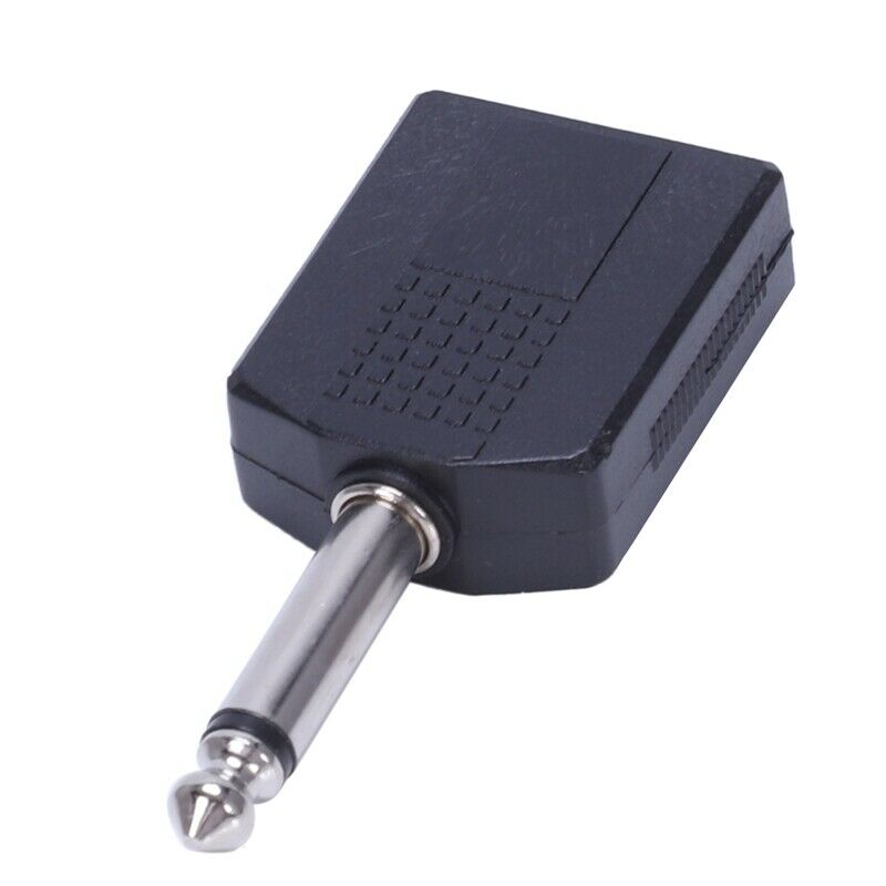 Black 6.35 1/4" Male to Dual Female Mono Y Cord PA Audio Cable Adapter K2X7X7