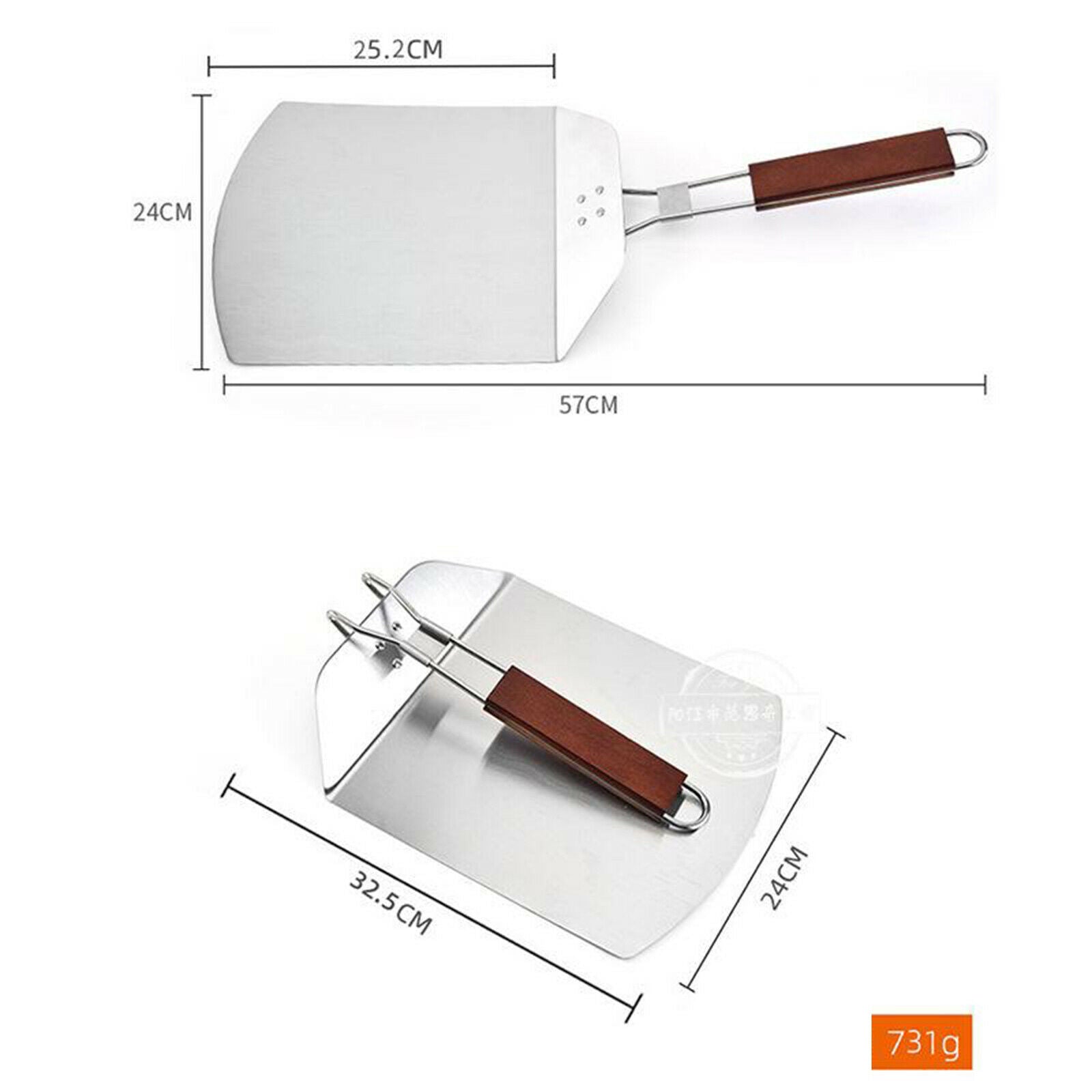 1pc Shovel Pizza Peel Bread Spatula Baking Tray Pizza Paddle Stainless Steel