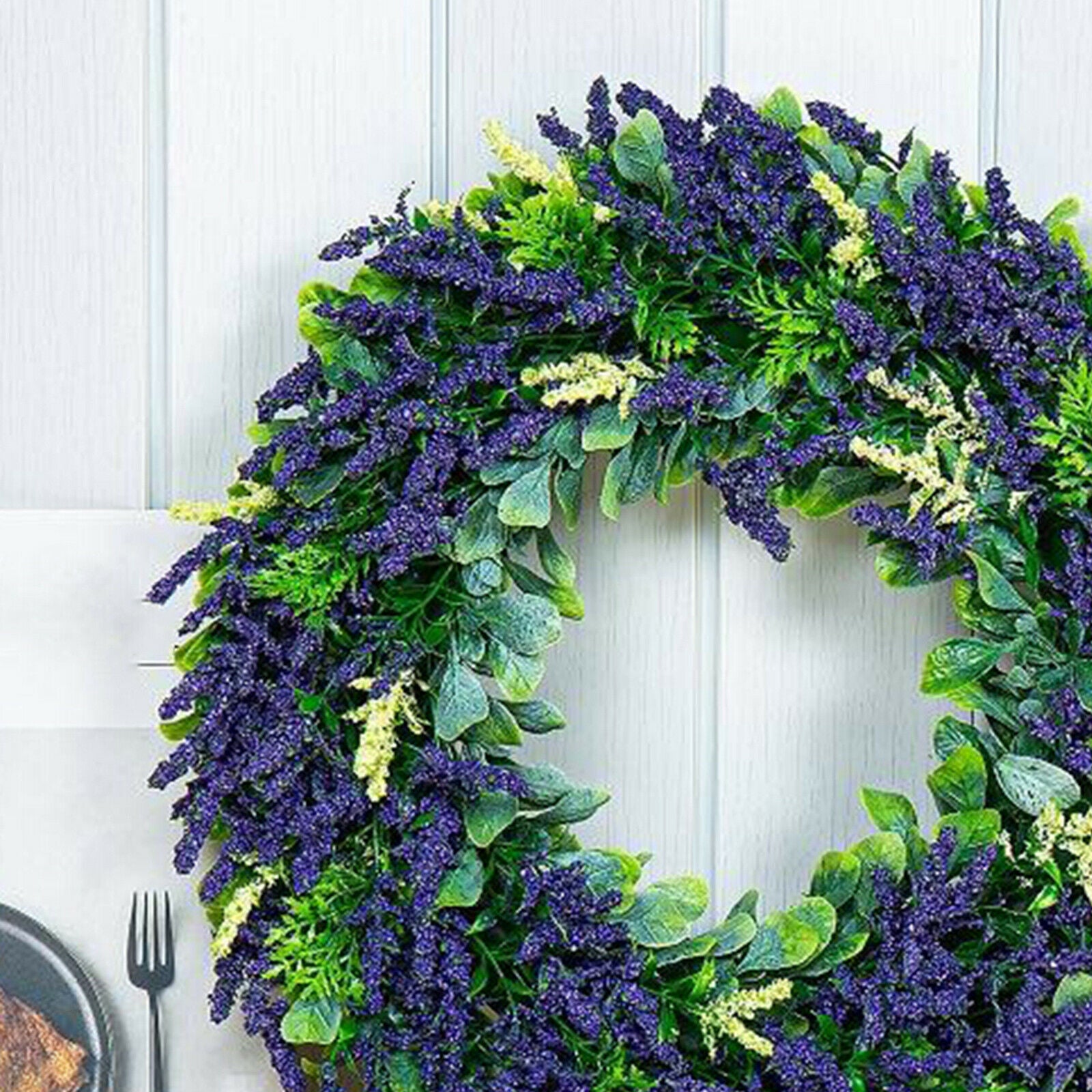 16'' Artificial Lavender Wreath Garland Round Party Wall Hanging Wreaths