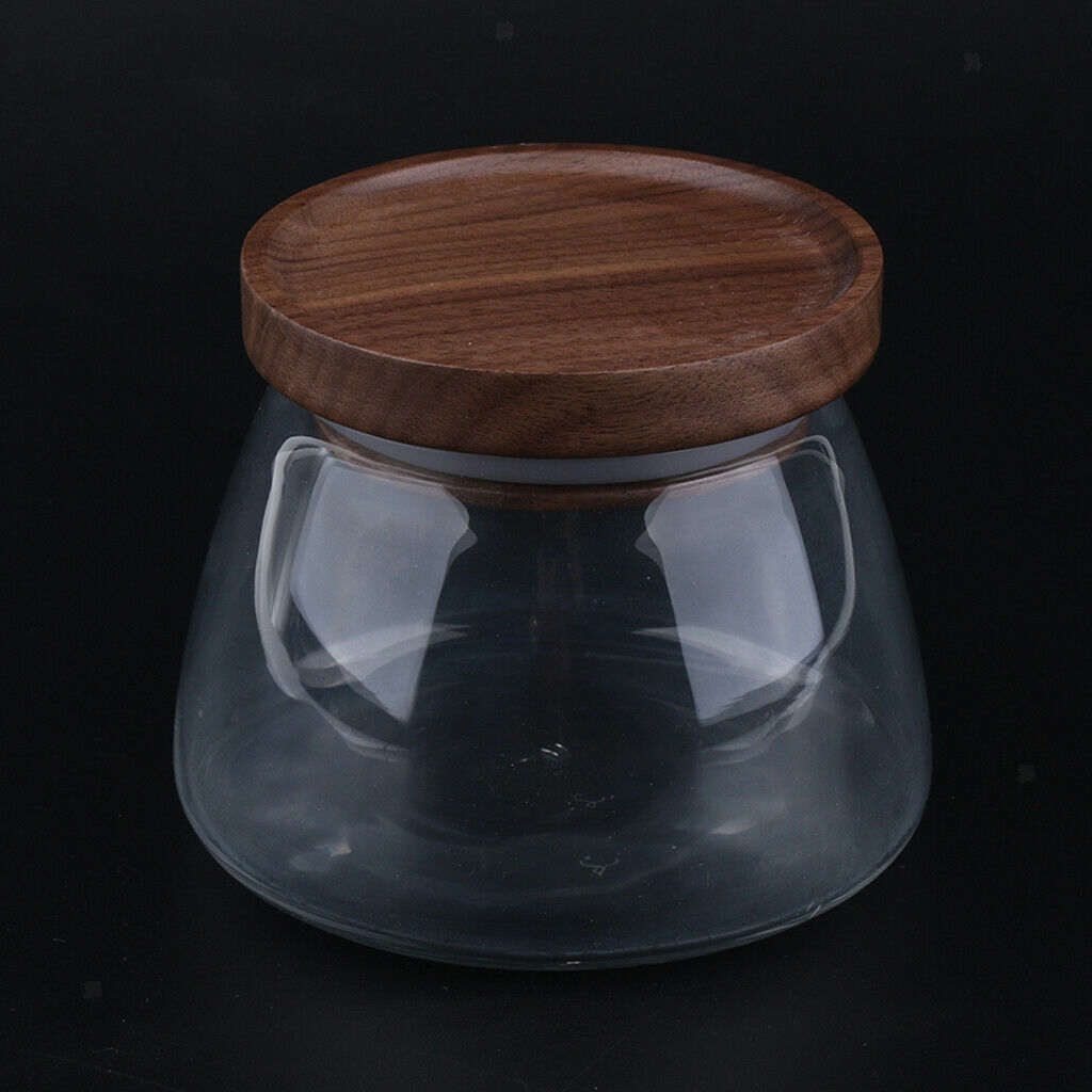 Food Storage Jar Canister with Walnut Wooden Lid for Tea Coffee Spice 500ML
