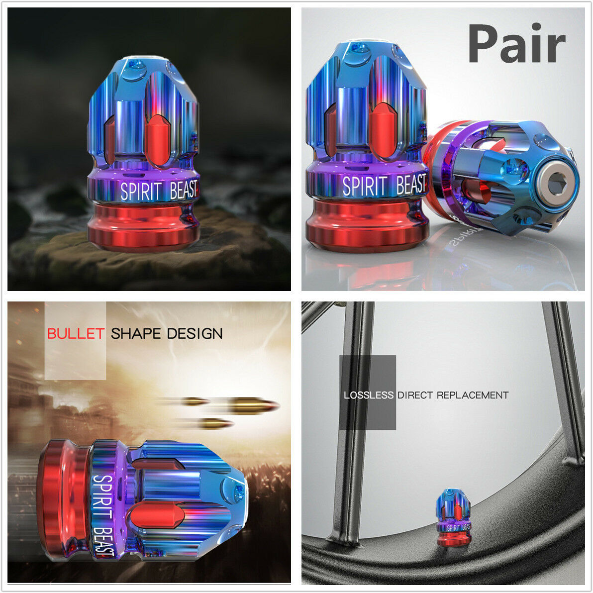 2pc CNC Aluminum Alloy Motorcycle Tire Valve Cap Cover Wheel Tire Creative Decor