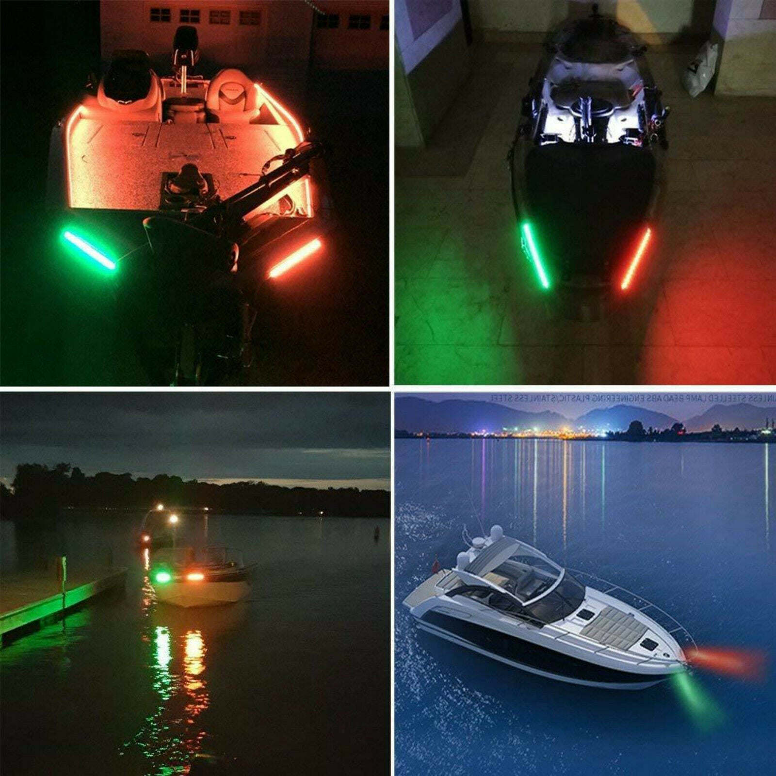 2Pcs Red Green Navigation 18 LED Marine Bow Boat 12V Yacht Pontoon Bright Lights