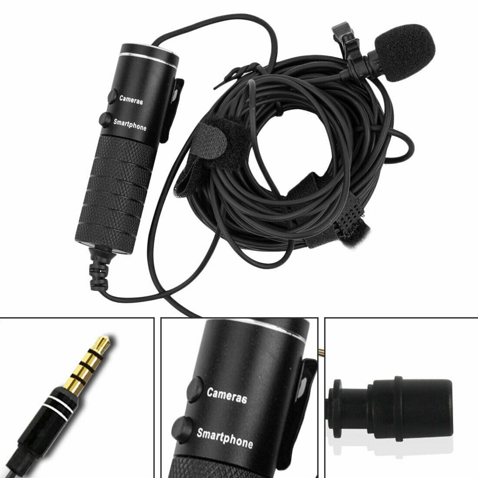 Clip-on Lapel Mic 3.5mm   Podcast Interview Condenser Lavalier Microphone