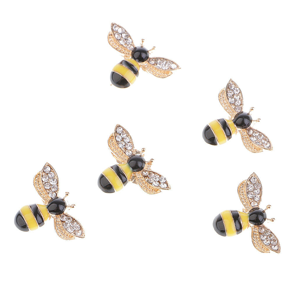 10pcs Alloy Bee Shape Rhinestone Flatback Buttons for Jewelry Making Crafts