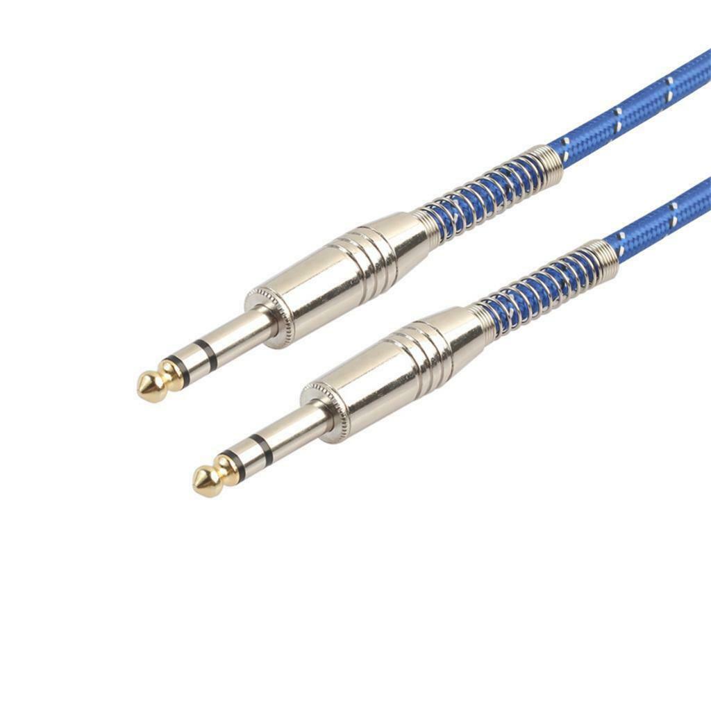 2X Bass Guitar 6.35mm Stereo Male to Male Audio Cable Nylon Braided Cord 1.8m
