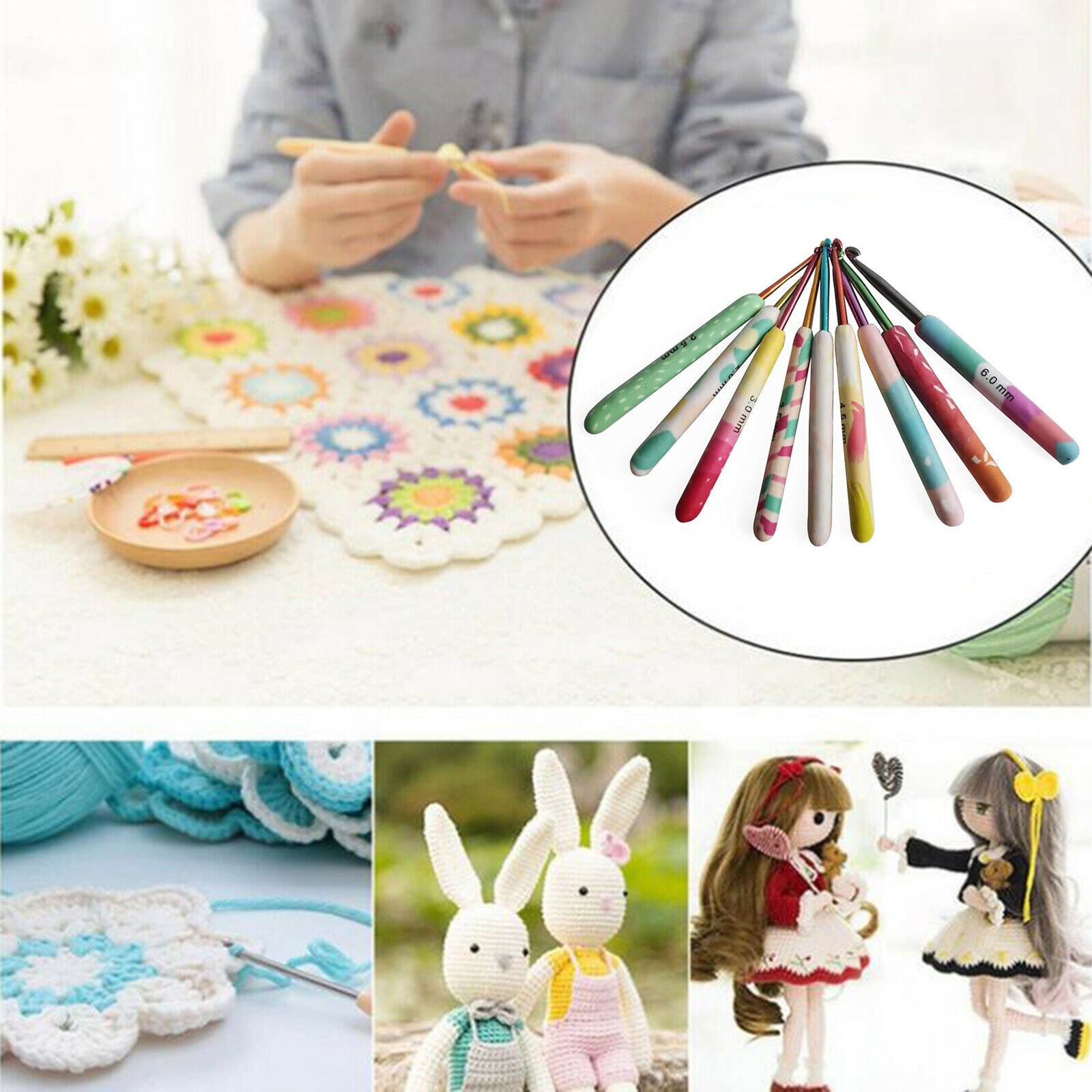 Crochet Hooks Set 9Pcs Knitting Needles for Crocheting Yarn Craft Tool