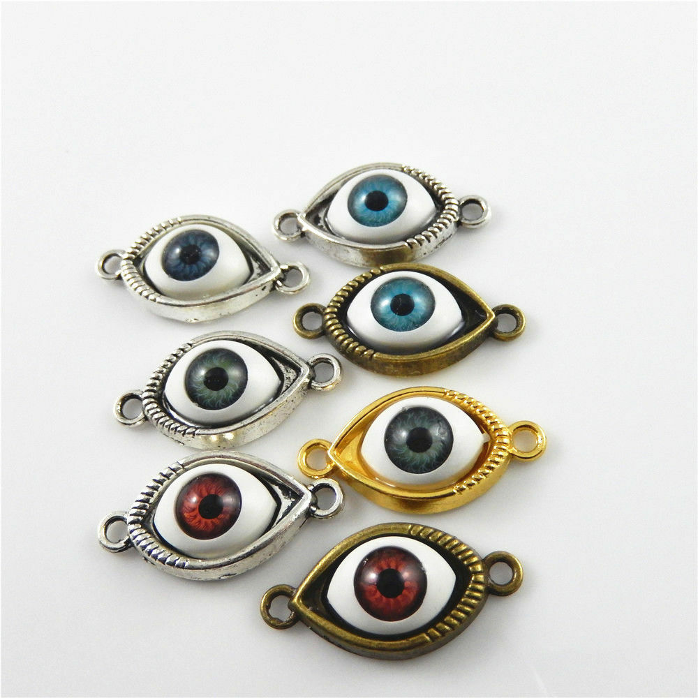 Mixed Colors Alloy Charms Evil Eye Look Pendants Jewelry Making 12pcs/lot 52623