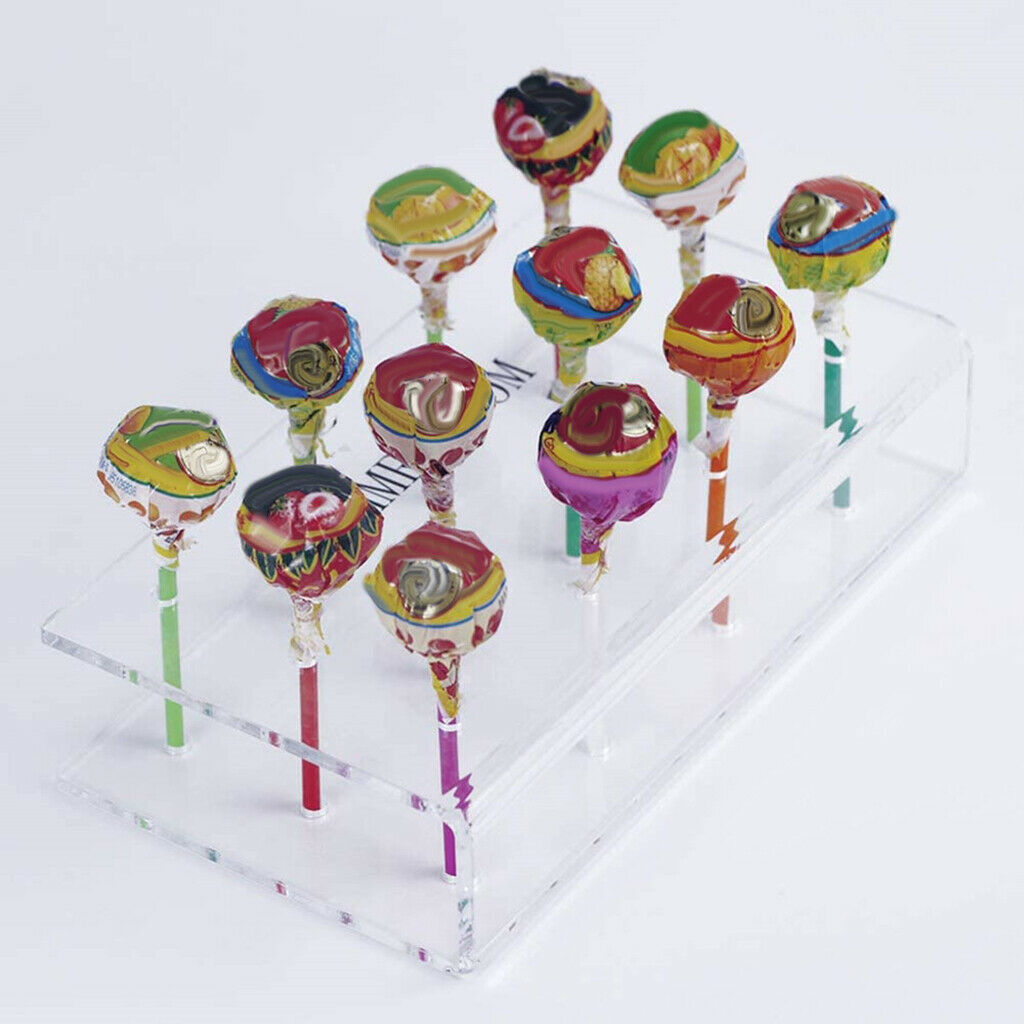 2 Pieces Transparent 12 Holes Acrylic Lollipop Stand Rack for Family Party