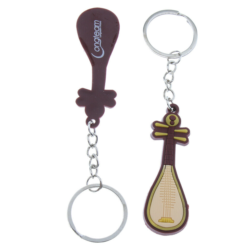 2x Keychains Keyring Pendant Key Holder for Musical Instrument  Pipa