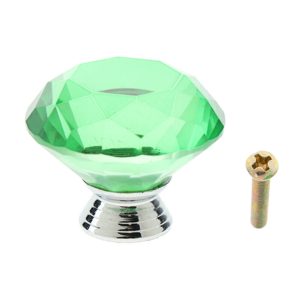 Crystal Diamond Shaped Door Handle Cabinet Cupboard Pull Knob Handle Green