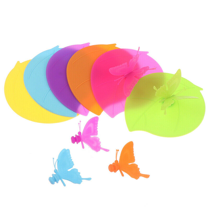 Colorful Butterfly Leaves Silicone Cup Cover Dustproof Glass Plastic Mug CapBDA