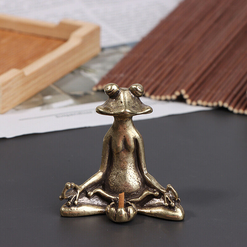 Meditate Buddhism Frog Statue Ornament Animal Incense Burner Desk Decor T.l8