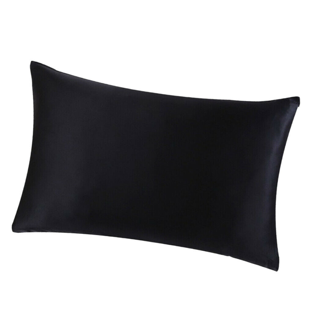 19 Momme Both Side Pure Silk Pillowcase for Hair Facial Beauty Black