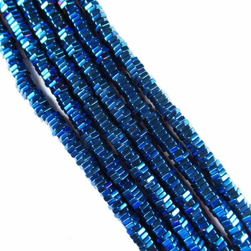 Faceted Blue Hematite Hexagon Pendant Loose Bead 15.5 inch 4x1mm 20g A-469TS