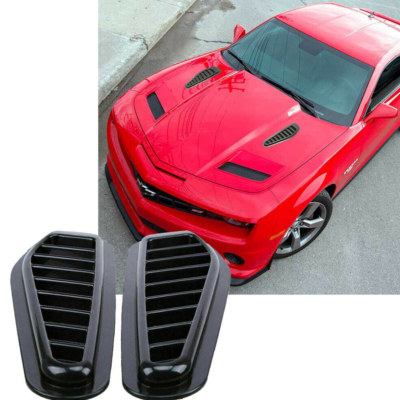 Universal Glossy Black Sport Racing Air Flow Vent Bonnet Hood Scoop Cover Trim