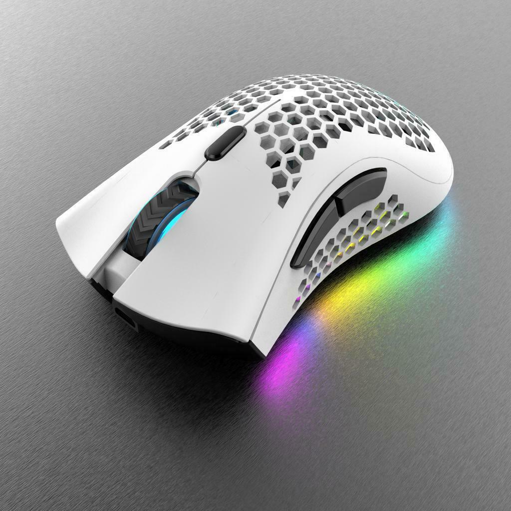 2.4G Wireless Gaming Mouse RGB Honeycomb Mouse Mice for Gamer Office White