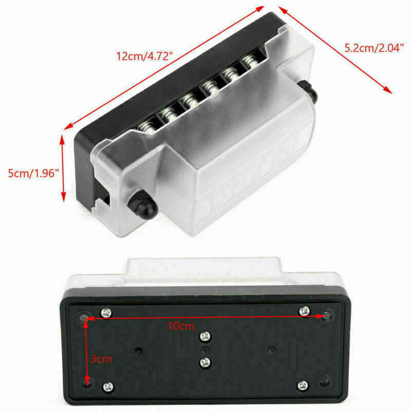 6 Way Blade Fuse Holder Box Block With Negative Pole Kit For Car Boat Marine HG