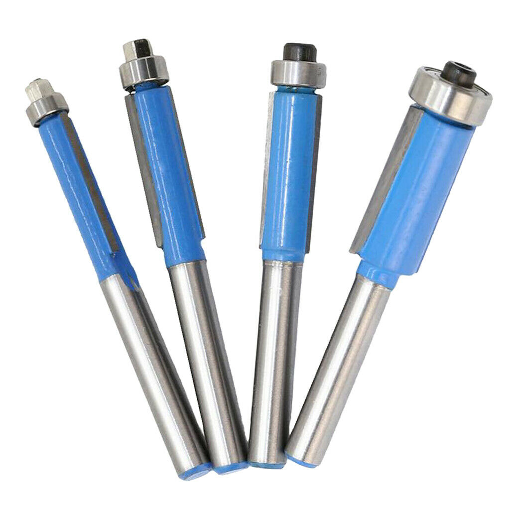 Set of 4 Straight Router Bit Wood Milling Cutter Slotted Trimming- 1/4 Shank