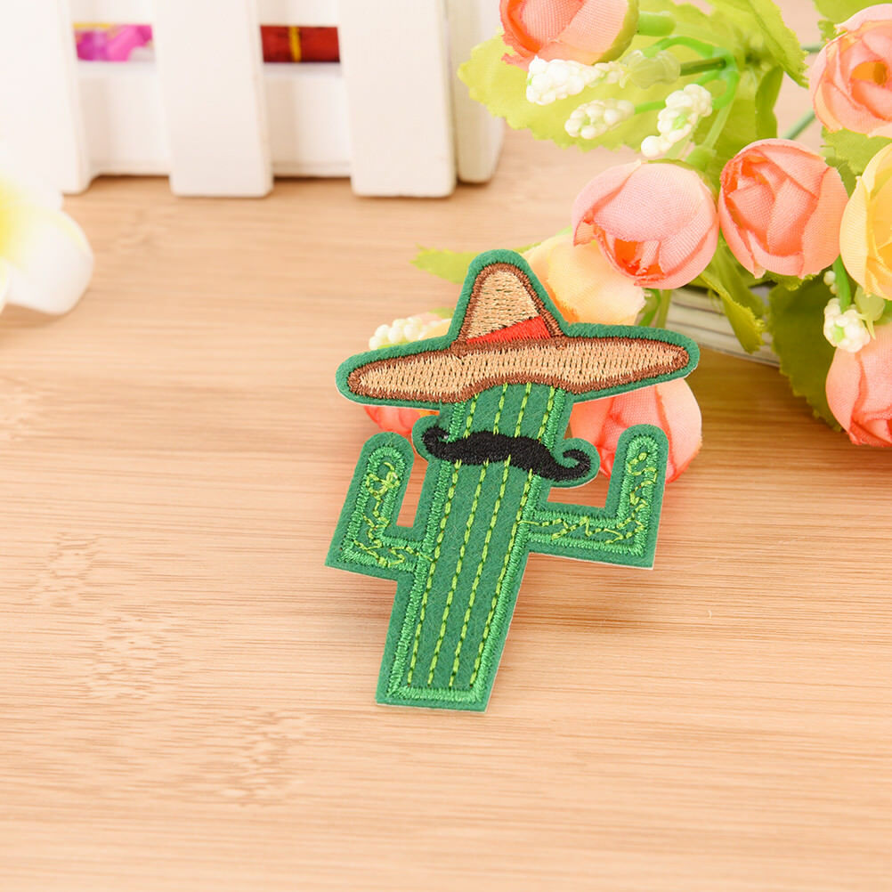 cowboy cactus with hat and beard diy embroidered iron on patche brooch appliq Tt