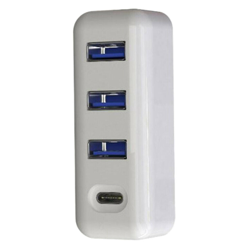 White - 3 Port HUB Splitter Power USB Type C Adapter Dock for Laptop