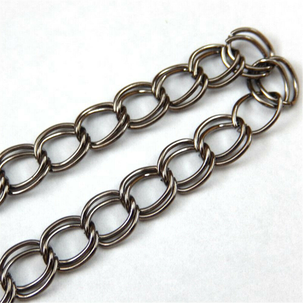 1 Meter Gun Black Iron Double Circle Link Cable Chain for Jewelry Crafting 6*8mm