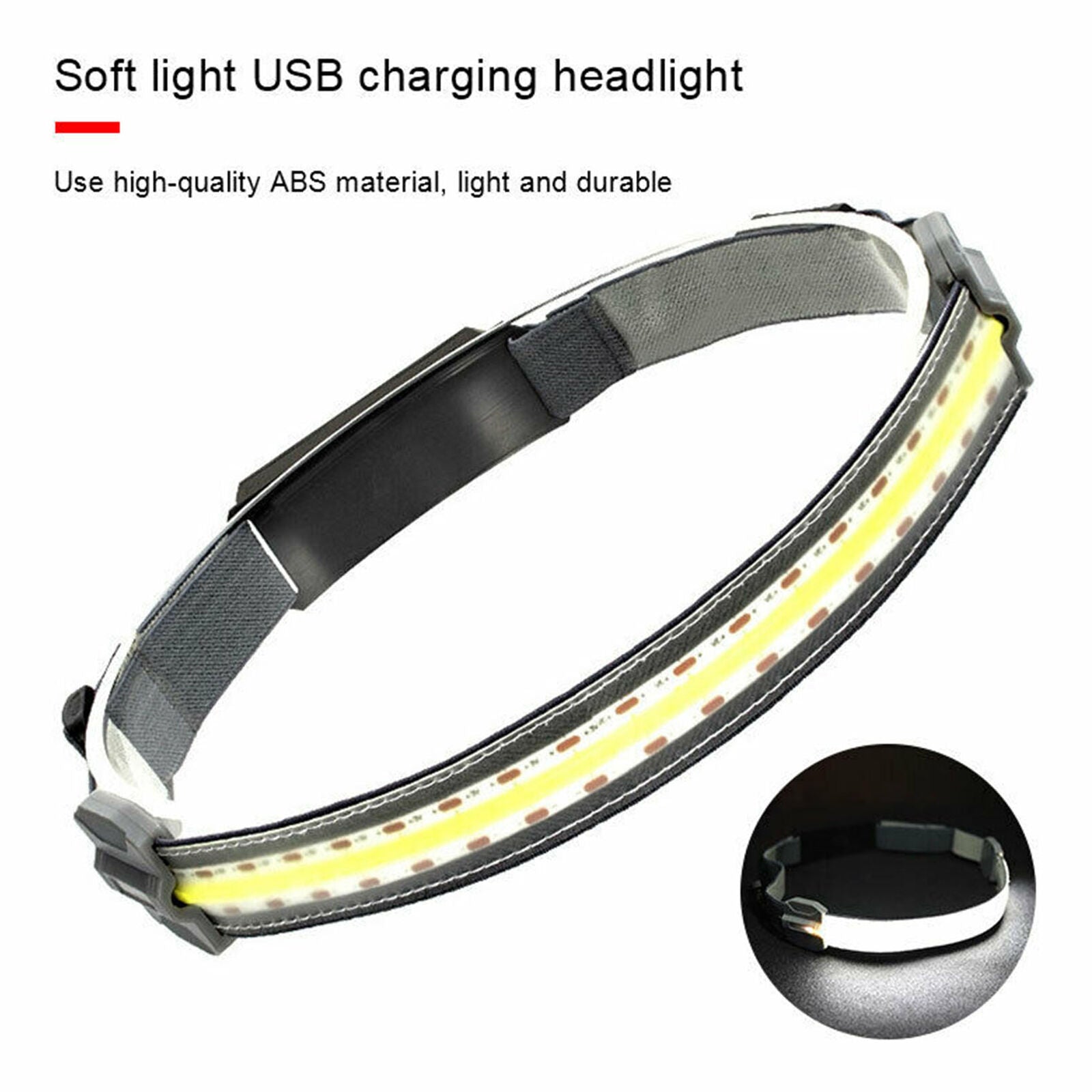 3Mode COB+LED Headlamp Headlight Torch Flashlight Work Light Bar Head Band Lamp