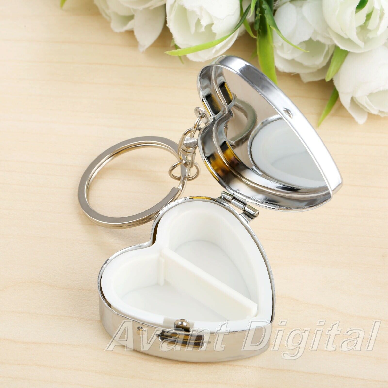 Portable 2 Compartments Pill Box Heart-Shaped Medicine Container Storage Case