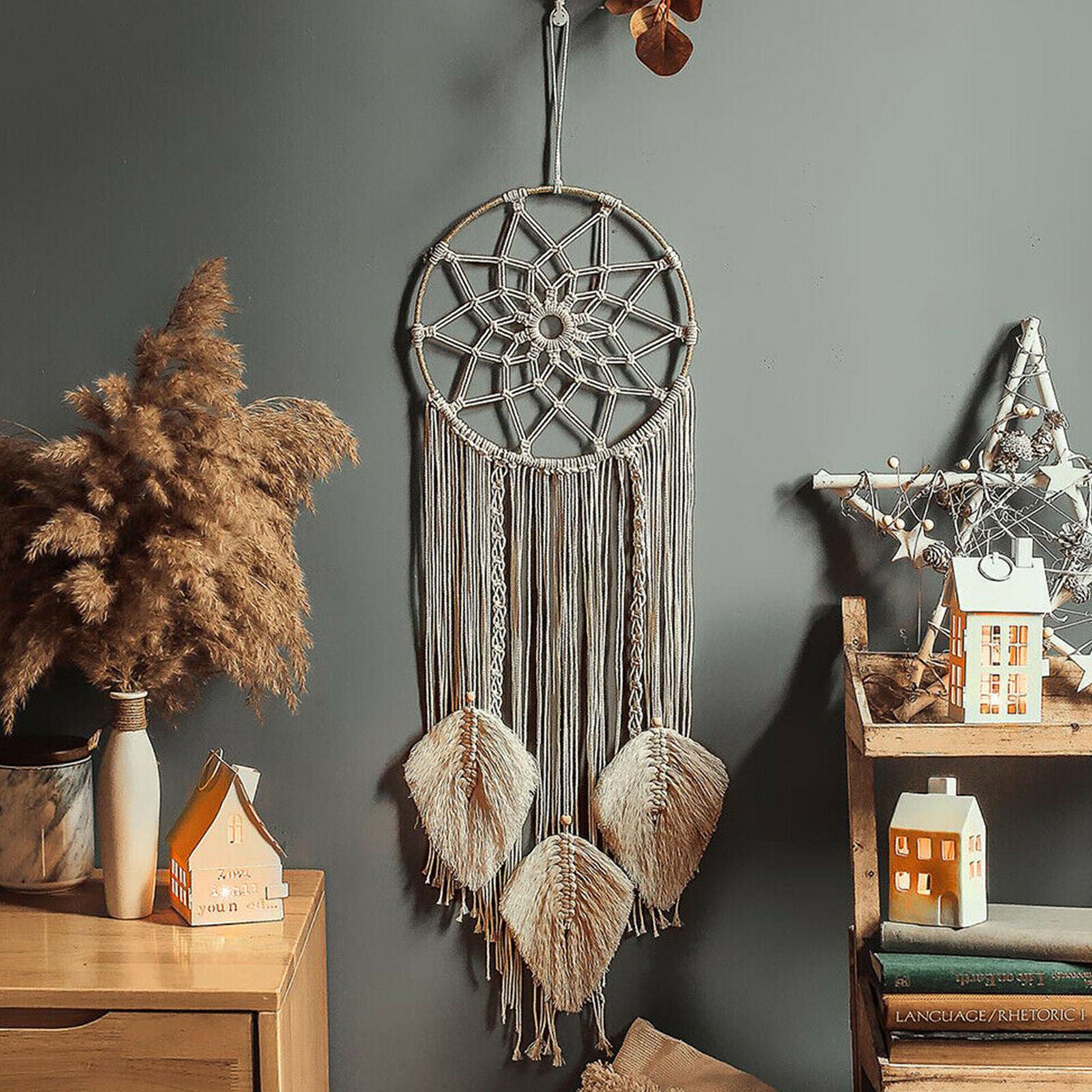 Handmade Bohemian Tapestry Large Woven Macrame Dream Catcher Wall Hanging Decor