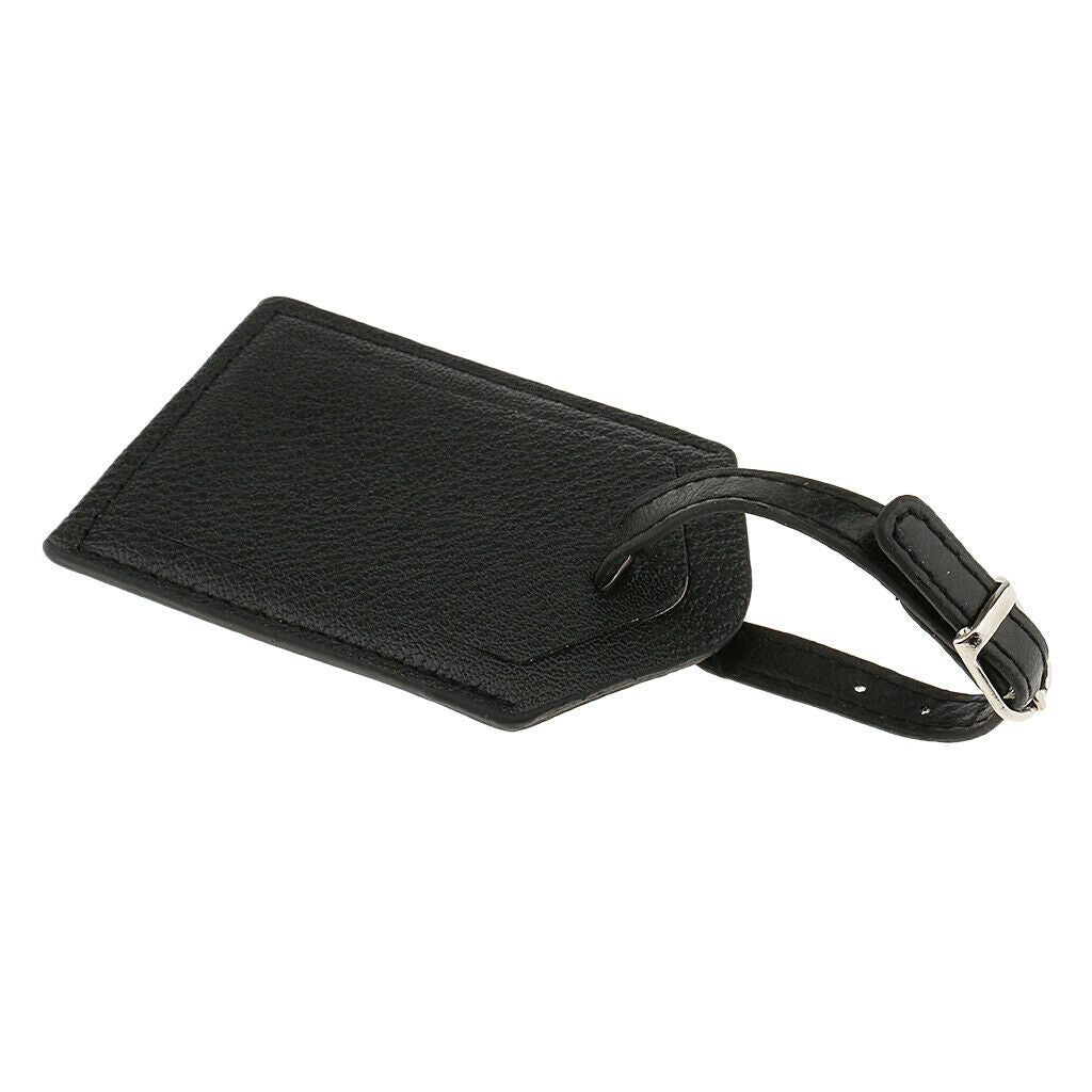 Qty(2x) PU Leather Waterproof Luggage Tag Travel Suitcase Label Black