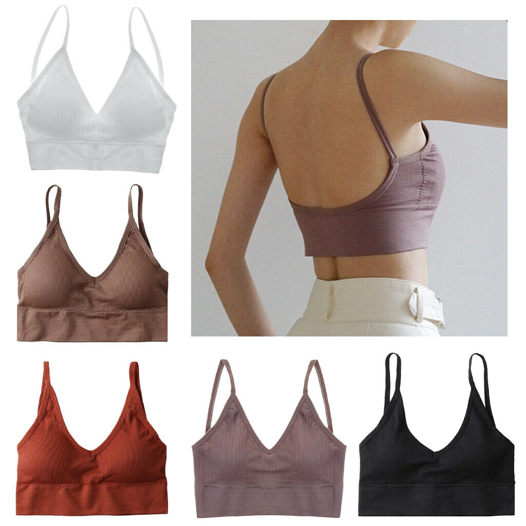 5pcs Women's Bralette Summer Beach Seamless Comfort Bra Camisole Crop Top